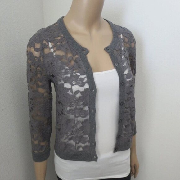 NEW Hollister Dark Gray Lace Cardigan Size Small Dark Gray - Picture 4 of 9